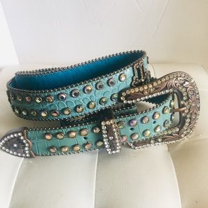 Western Rhinestone Alligator Belt